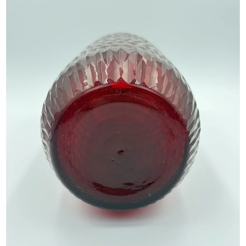 Vintage Ruby Red Flashed Glass Vase Large 15